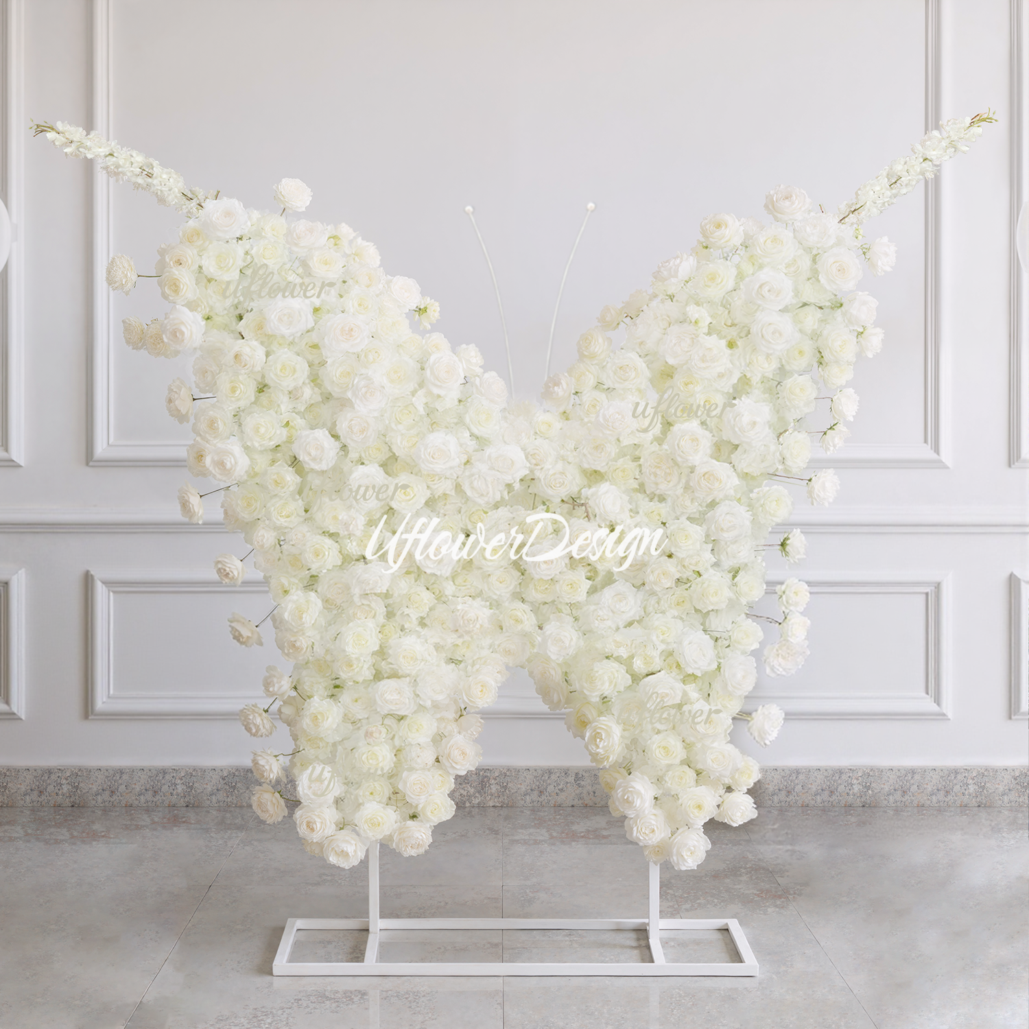 Uflower White Rose Butterfly Shaped Arch Wedding Party Backdrop Decor